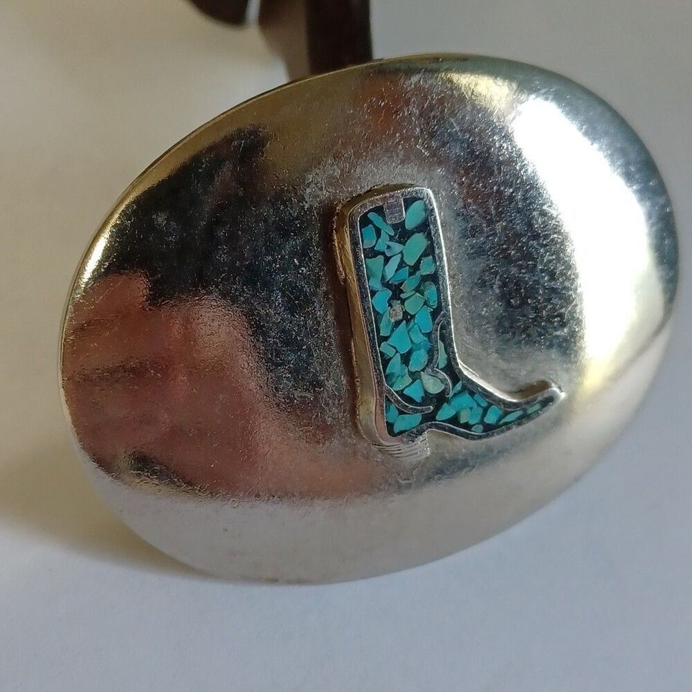 Cowboy Boot Native American Indian Faux Turquoise Inlay Belt Buckle Zuni Tribe